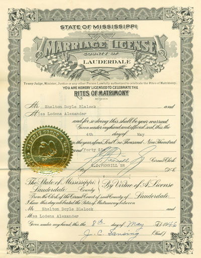 Marriage license